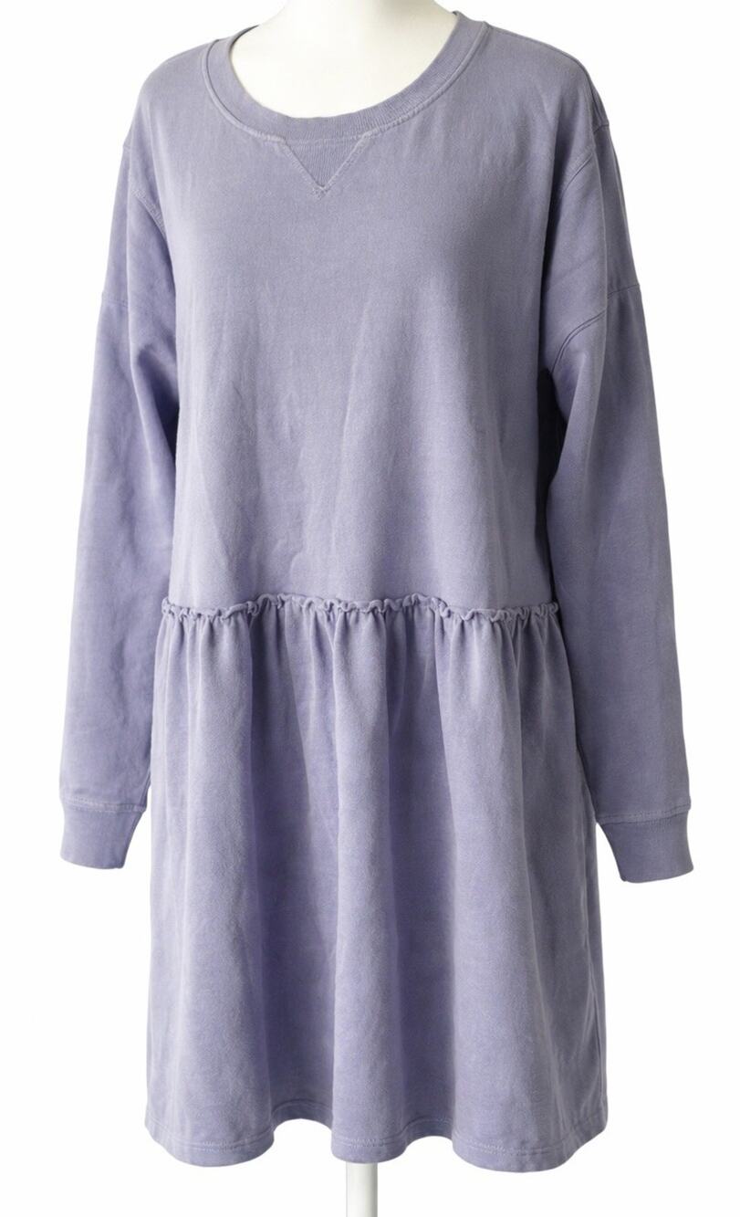 Woolworths Babydoll Sweatshirt Dress XL Purple Ruffle Tunic L/S Cozy Cotton